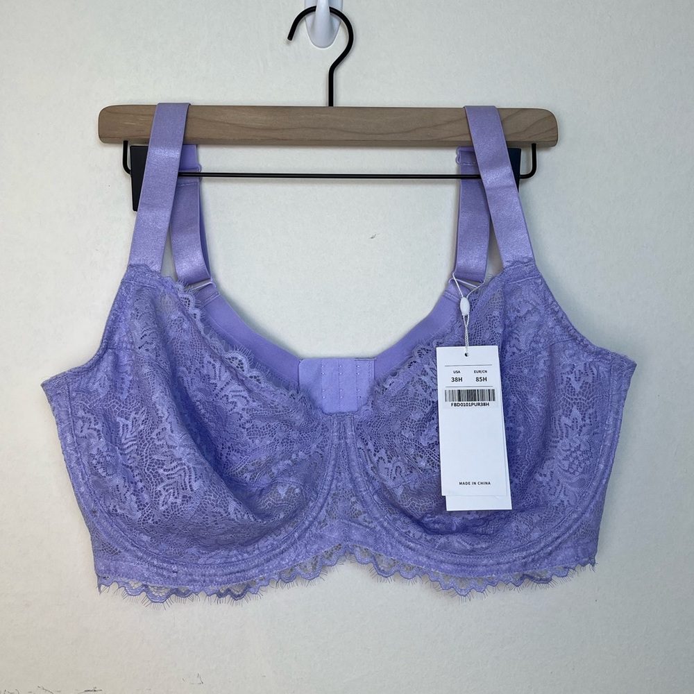 NWT 38H HSIA Purple Sunflower Underwire Lace Bra
